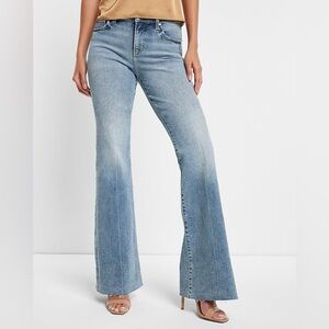 Mid Rise Raw Hem '70s Flare Jeans by Express